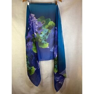 Isaac Mizrahi Live! Printed Chiffon Scarf Vibrant Watercolor style floral print.